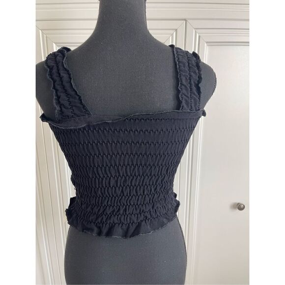 Anthropologie Black Smocked Tank Top size L/Xl - Picture 5 of 6